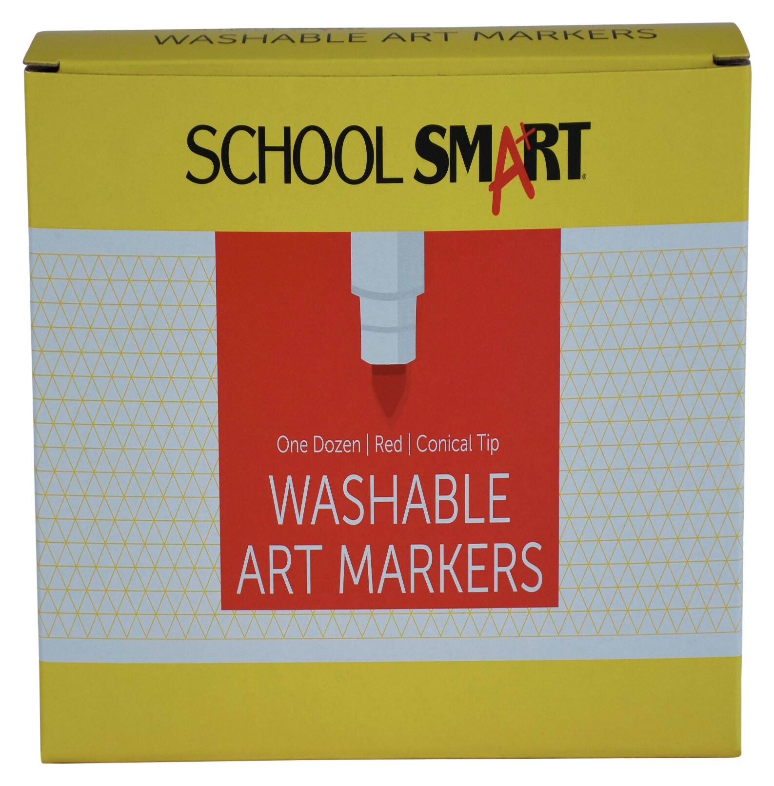 School Smart Washable Art Markers, Conical Tip, Red, Pack of 12 2002983